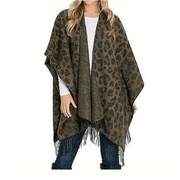 Woolrich Women's Luxe Soft Warm Cozy Blanket Shawl Wrap Leopard Cape One Size - Picture 1 of 6